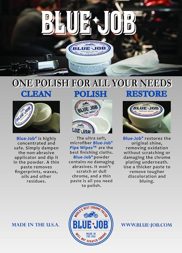 Amazon Com Blue Job Chrome Polish Perfect For Your Motorcycle One Polish For All Your Needs Automotive