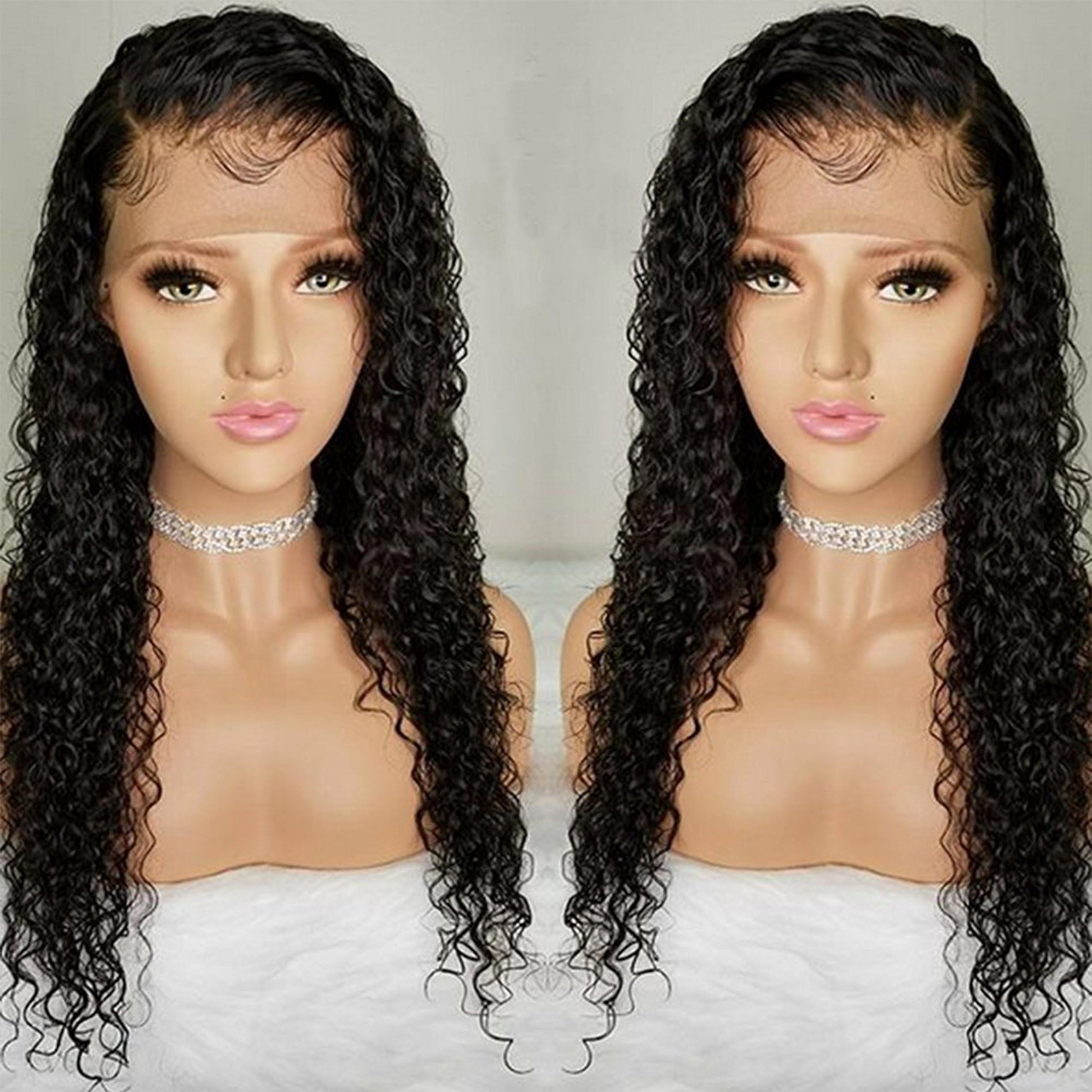 Pre Plucked Lace Front Wigs with Baby Hair Curly Hair Full Lace Wigs for Black Women Brazilian Remy Hair Wigs (16 inch Lace Front Wig, 180% Density)