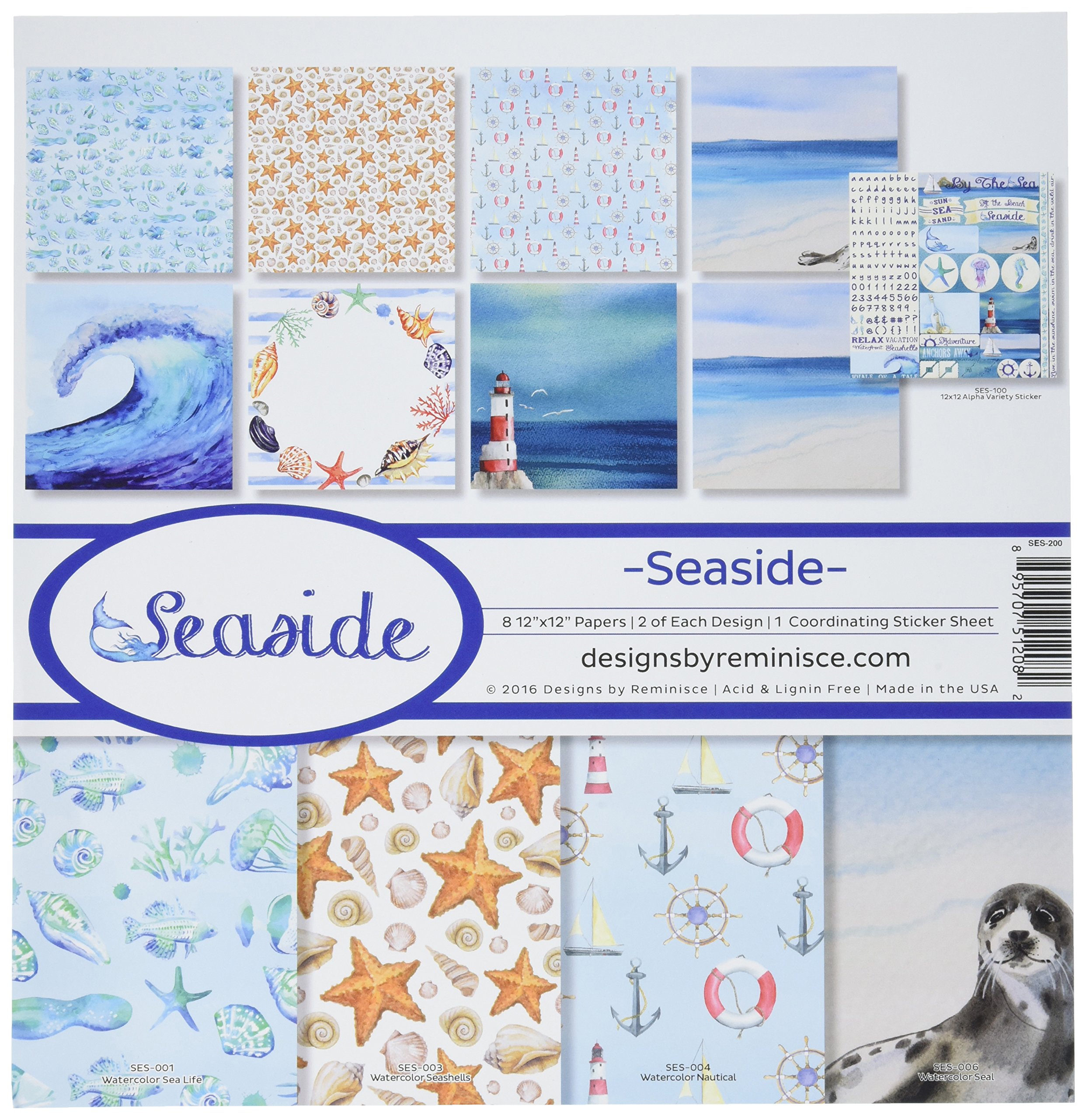 Reminisce Collection Kit x 12-inch-Seaside, Other, Multicoloured, 0.15x30.48x34.29 cm