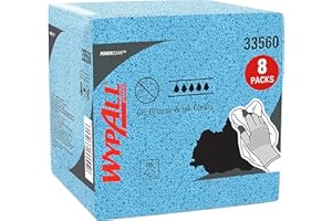 WypAll® Oil, Grease & Ink Cloths (33560), Quarterfold, Lint-Free Towels, Blue (66 Sheets/Pack, 8 Packs/Case, 528 Sheets/Case)