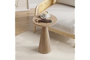 COZAYH Small Pedestal End Table Round Farmhouse Martini Table Wood Plant Stand Rustic Drink Table for Small Space Living Room, Natural Wood