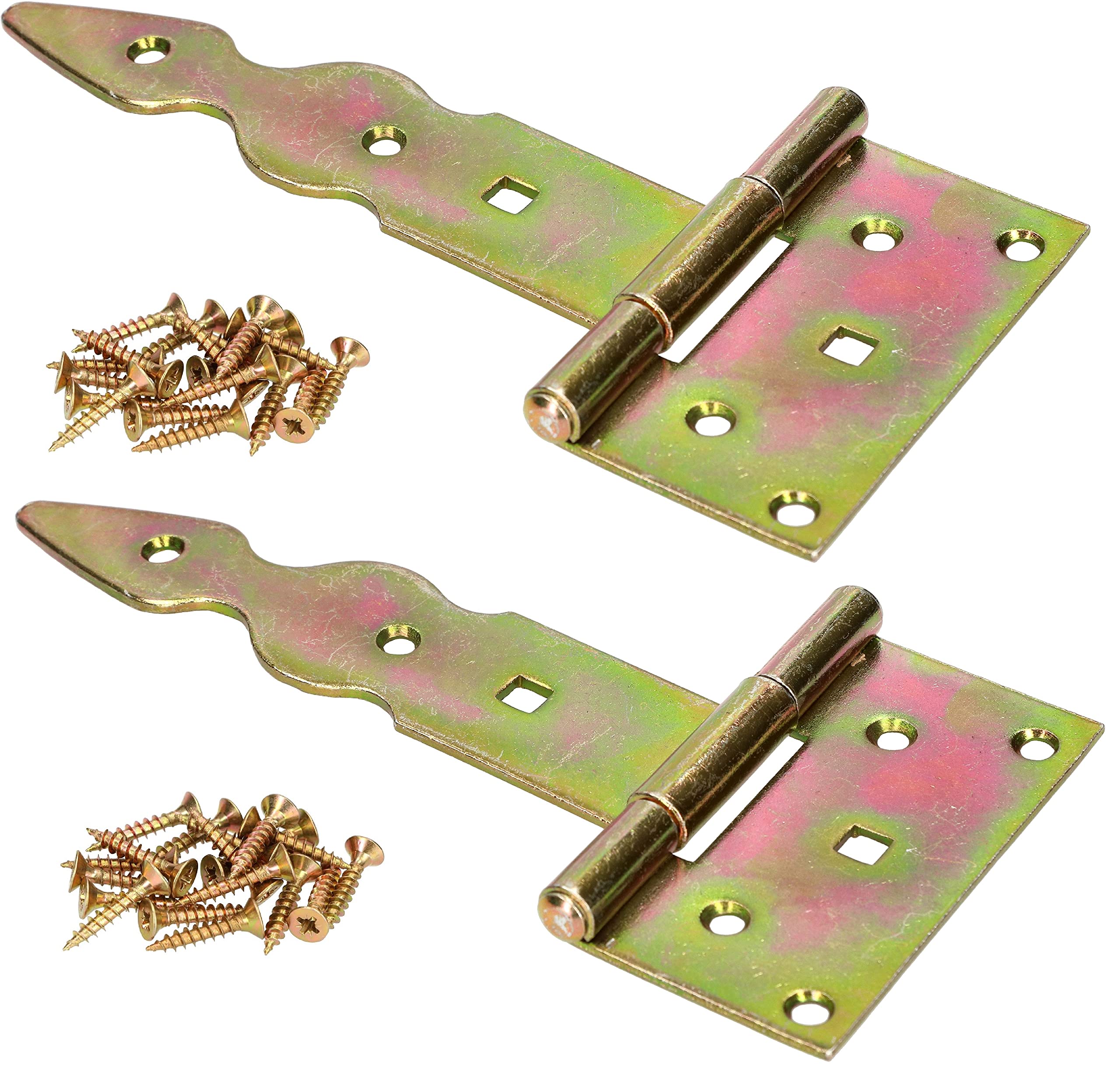 KOTARBAU® Set of 2 T-Hinges Decorative Size Name Galvanised Yellow (150 mm)