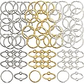 QXUJI 300PCS Double Hole Bead Frames for Jewelry Making, 10.5mm Large Twisted Linking Ring Connectors, Alloy Round 2 Hole Spacer Rings, for Beading Earring Bracelet Necklace(Gold, Silver, Anti-Silver)
