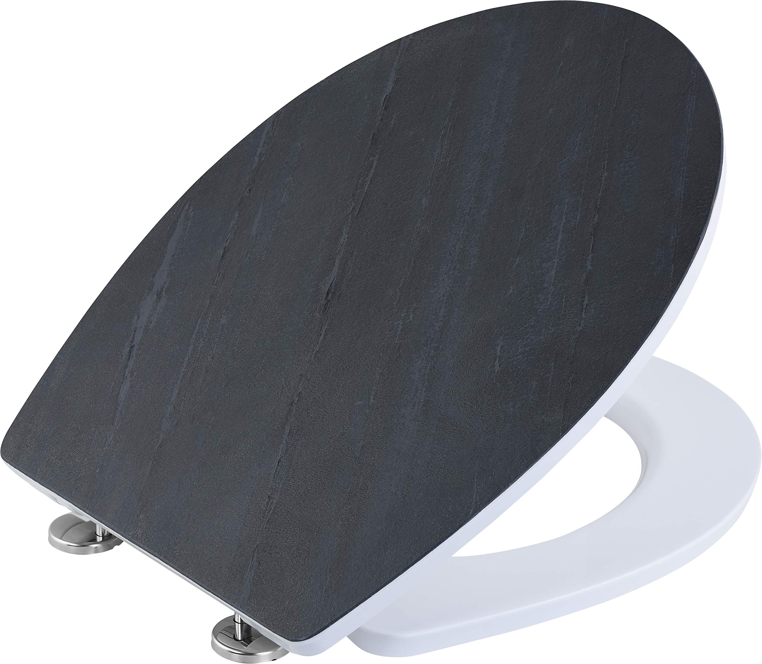 Cornat Black Noir Elegant Natural Stone top Care Duroplast-Quick up & Clean Function-Soft Close Mechanism-Easy Installation seat/Toilet lid / KSDSC240, Charcoal