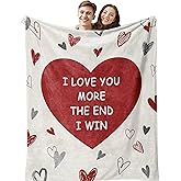 Henazin Valentines Day Gifts for Her Him, Couple Gifts I Love You More Blanket 60"X50", Anniversary Wedding Gifts for Wife Husband, Birthday Romantic Gifts for Girlfriend Boyfriend Women Men
