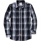 Dubinik® Mens Long Sleeve Button Down Shirts Plaid Casual Work Cotton Vintage Soft with Pocket Regular Fit