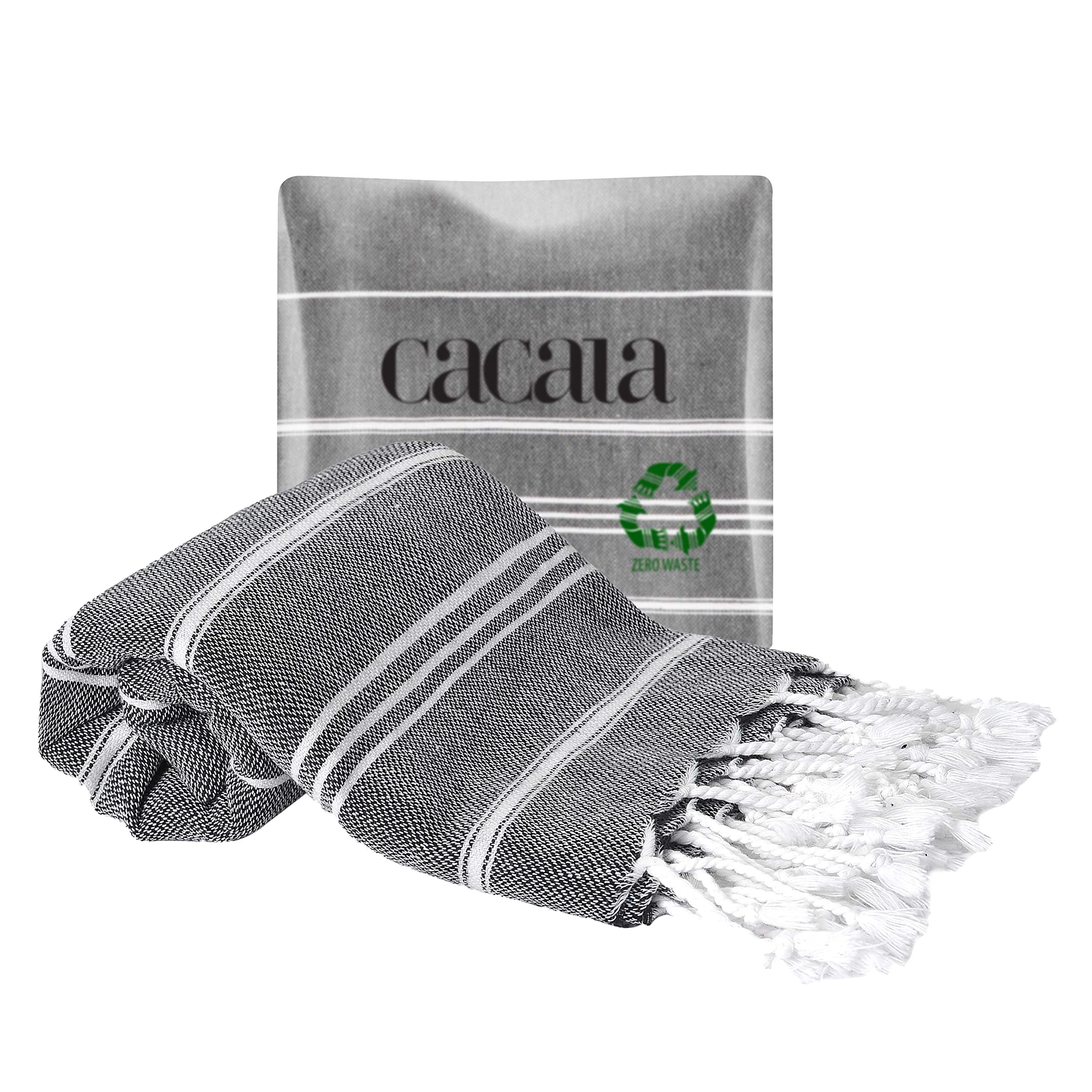 Cacala Quality Cotton Tea Towels for Kitchen - The Best Dish Towels You Need, 23 x 36 Inch Hand Towel, Black