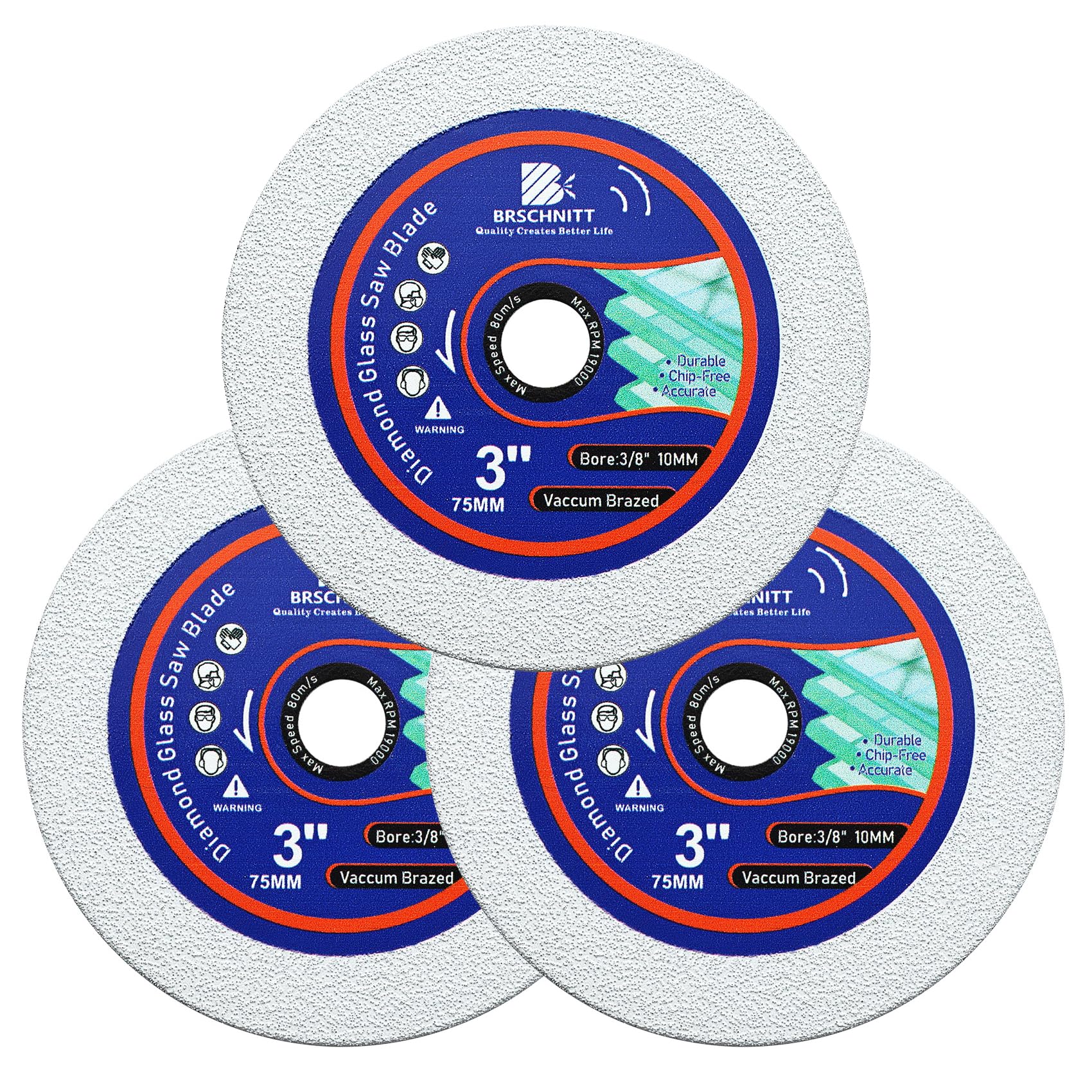 Glass Cutting Disc - BRSCHNITT 3pcs 3 Inch for Angle Grinder with 10mm Arbor Diamond Polishing Grinding Cutting Disc for Glass, Tile, Ceramic, Marble,Jade,Wine Bottles
