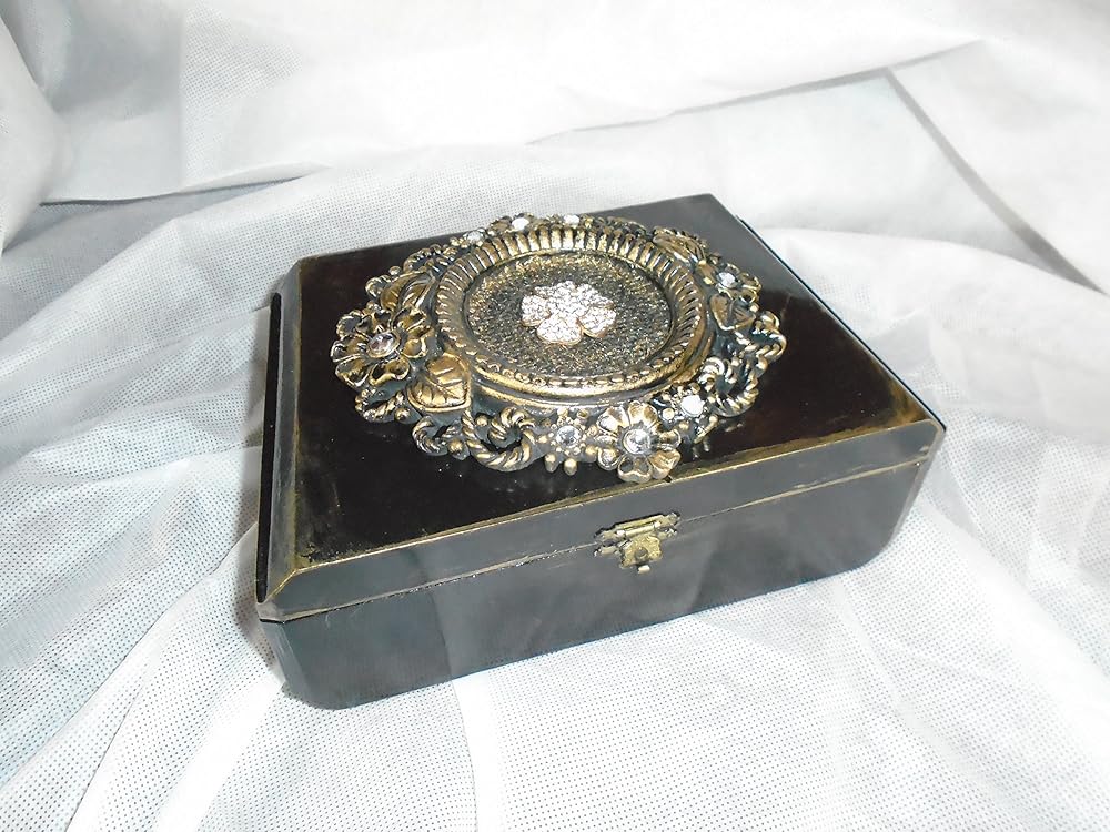 Black & Gold decorative jewelry box Handmade