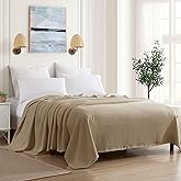 Sweet Home Collection 100% Fine Cotton Luxurious Basket Weave Blanket, Taupe King(Pack of 1)