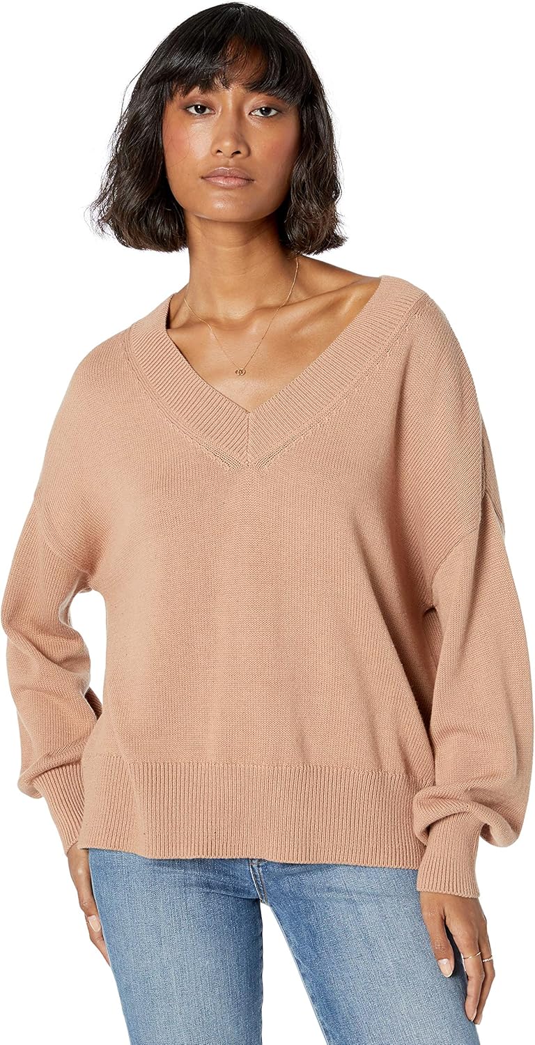 The Drop Women's Lisa Soft Slouchy V-Neck Sweater: Clothing