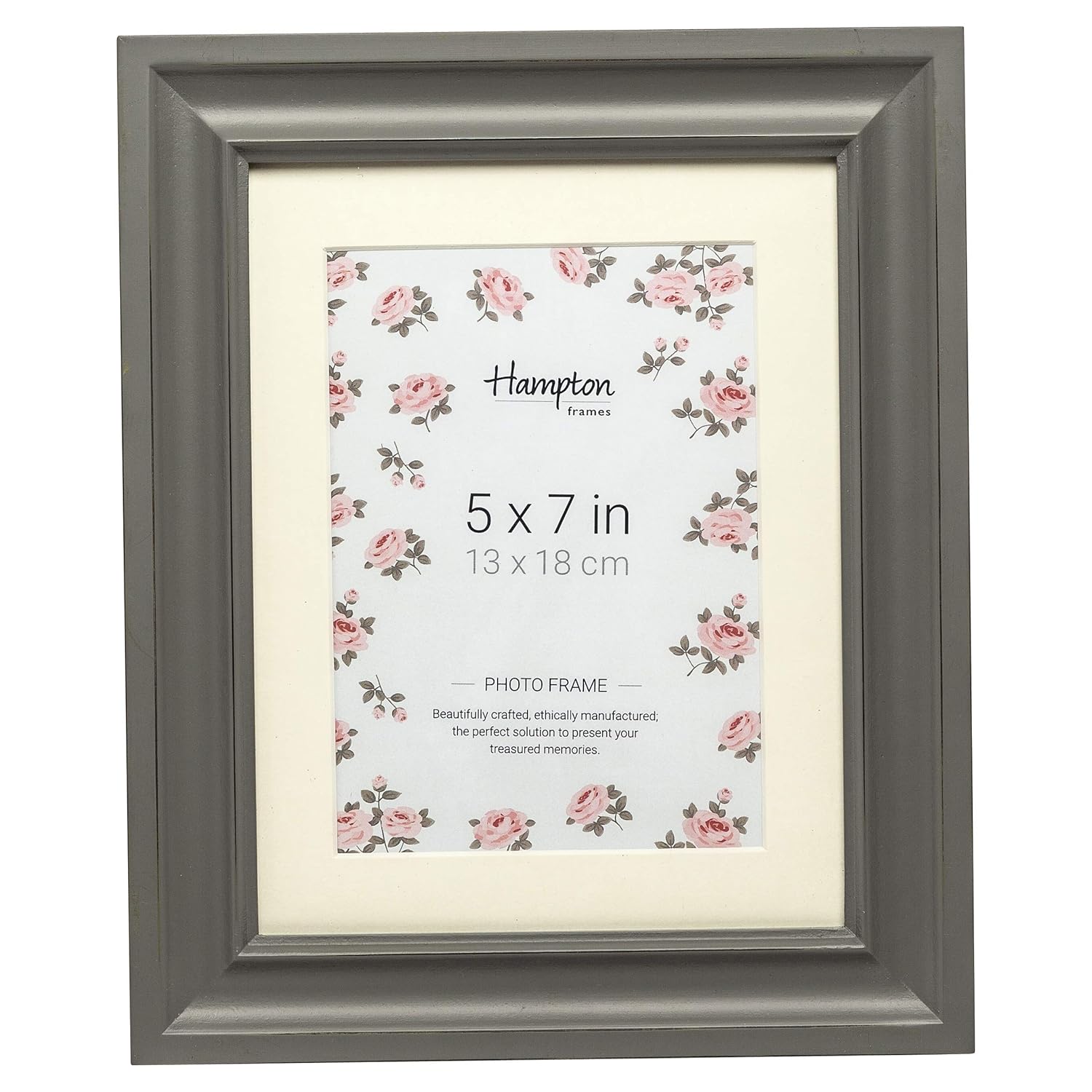 Hampton Frames HER57GRY Hermoza 5x7 (13x18cm) Wood Frame In Grey