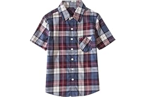Tronjori Boys' Short Sleeve Button Down Woven Shirt