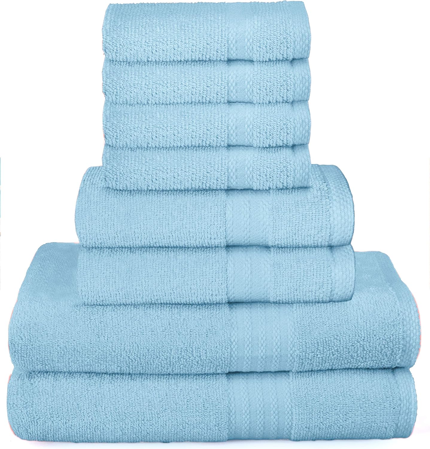 GLAMBURG Ultra Soft 8-Piece Towel Set - 100% Pure Ringspun Cotton, Contains 2 Oversized Bath Towels 27x54, 2 Hand Towels 16x28, 4 Wash Cloths 13x13 - Ideal for Everyday use, Hotel & Spa - Black: Home & Kitchen