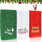 Sel Natural Embroidered Christmas Towels, 3-Pack Towels Gift Set, 14" x 30" Bathroom Decorative Towel Washcloths Kitchen Merry Christmas Towel, Premium, Soft, Durable, Absorbent Perfect X-Mas Decor