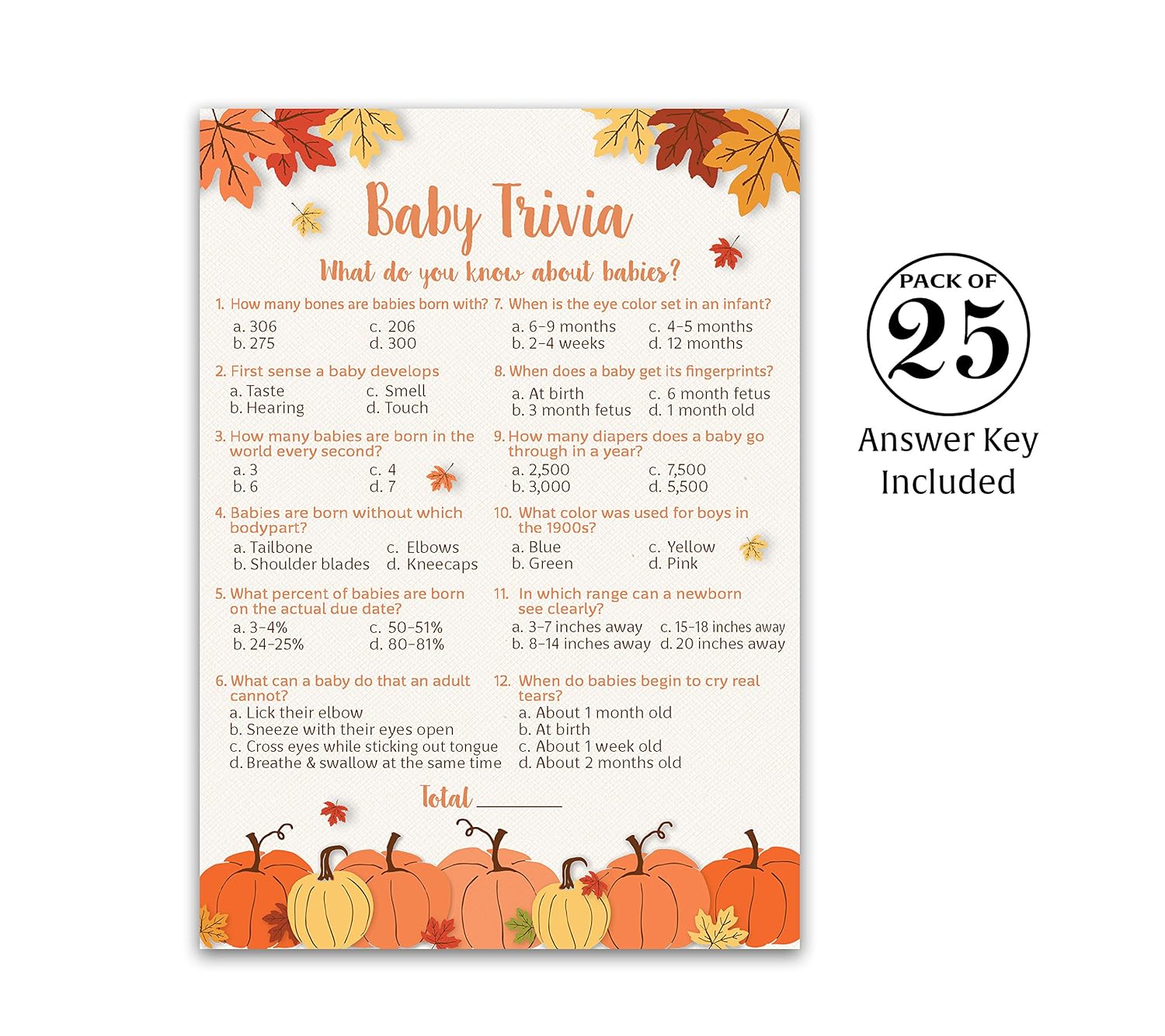 Pumpkin Baby Shower Game