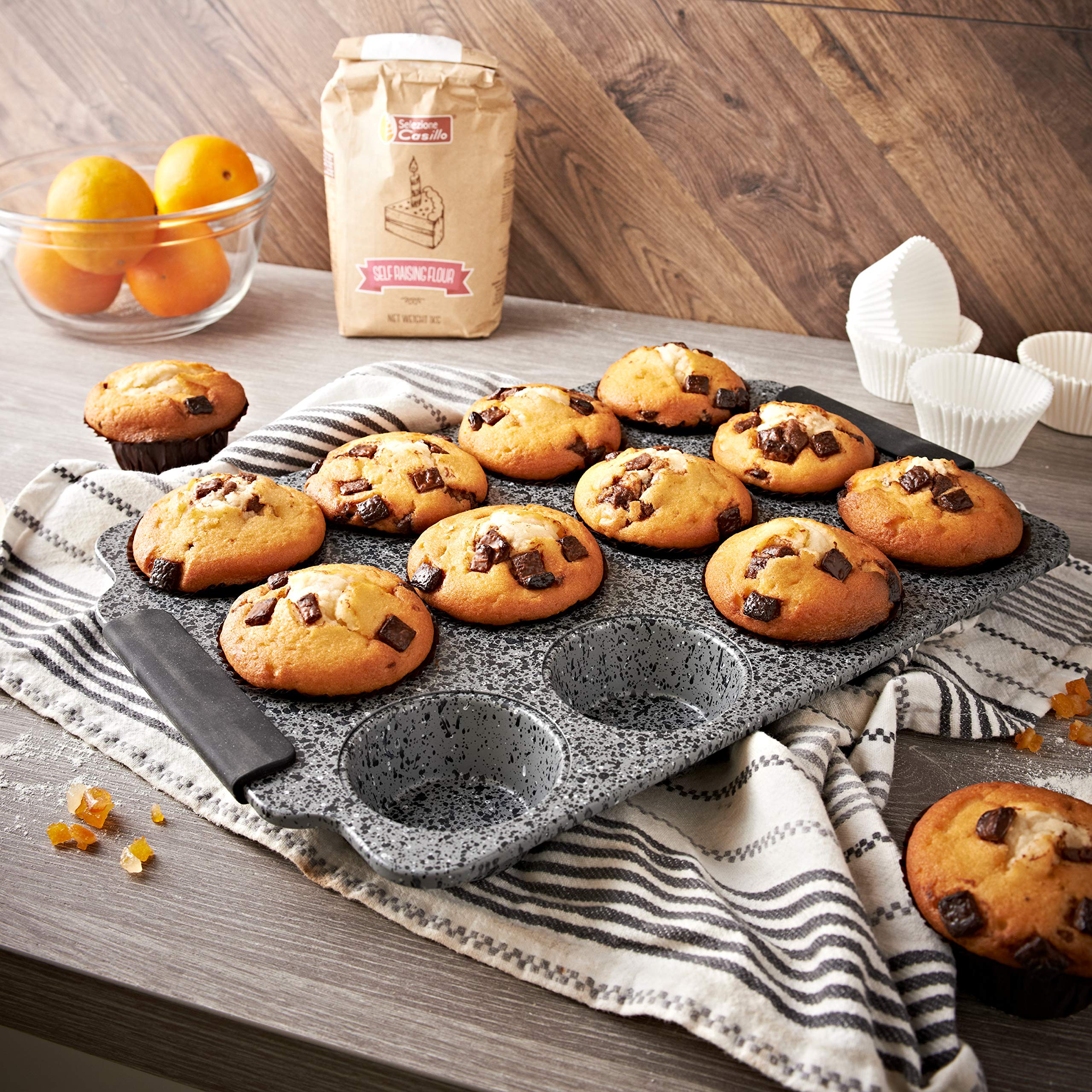 Blackmoor Bakeware/Non-Stick Tins and Trays/Bake, Roast and Grill/BPA and PTFE Free/Dishwasher Safe (12 Cupcake Tray - 38 x 26cm)