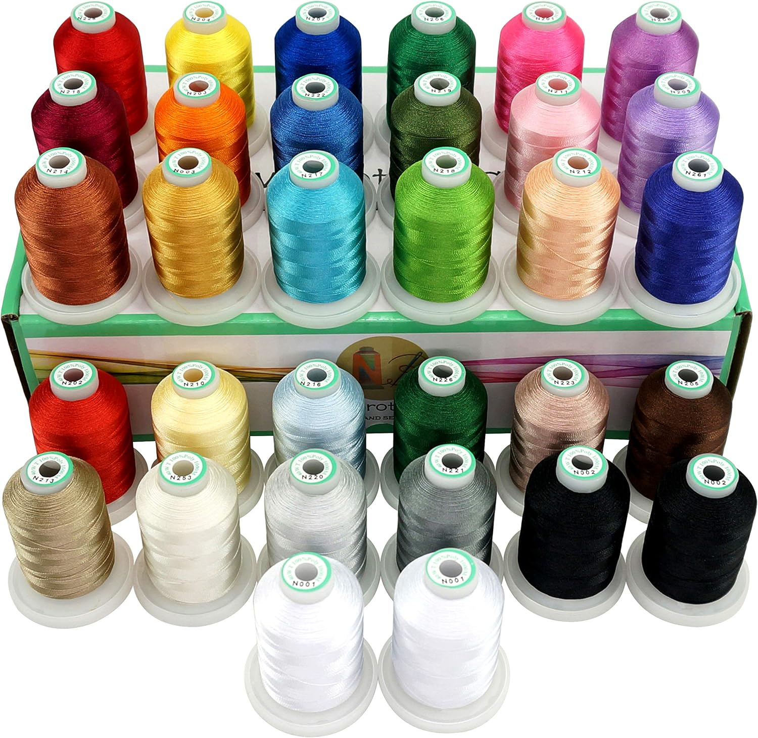 New brothread 32 Spools Polyester Machine Embroidery Thread Kit 1000M