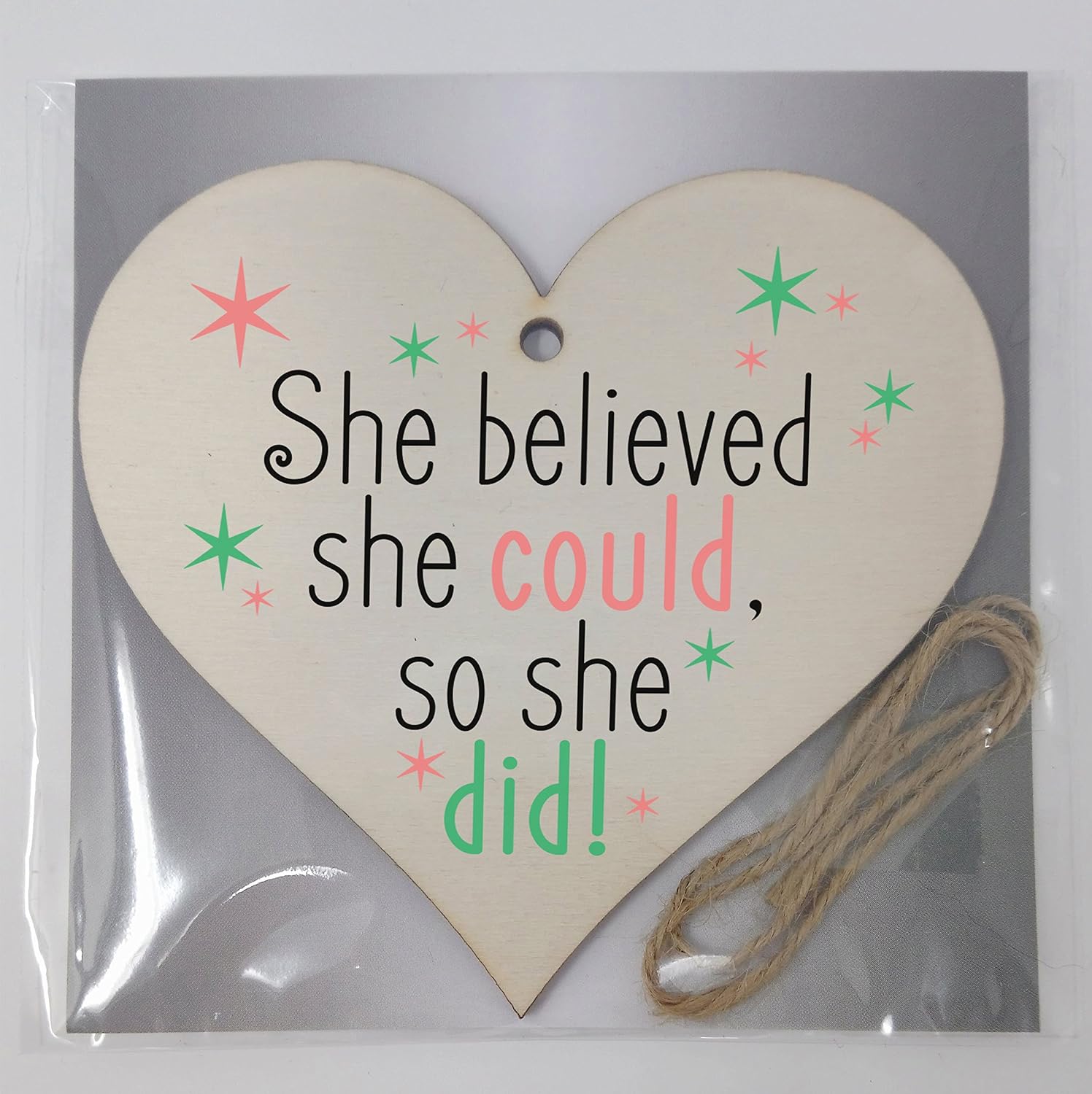 Motivational Hanging Wooden Heart - Handmade Decorative Sign with Positive Quote - Gift for Women Girls, Teen Room or Office Decor - Image 5