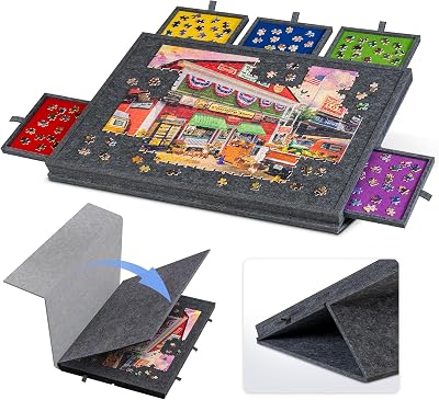 Lavievert Tilting Puzzle Board 2-in-1 Stand Cover with 6 Drawers 1000 pieces