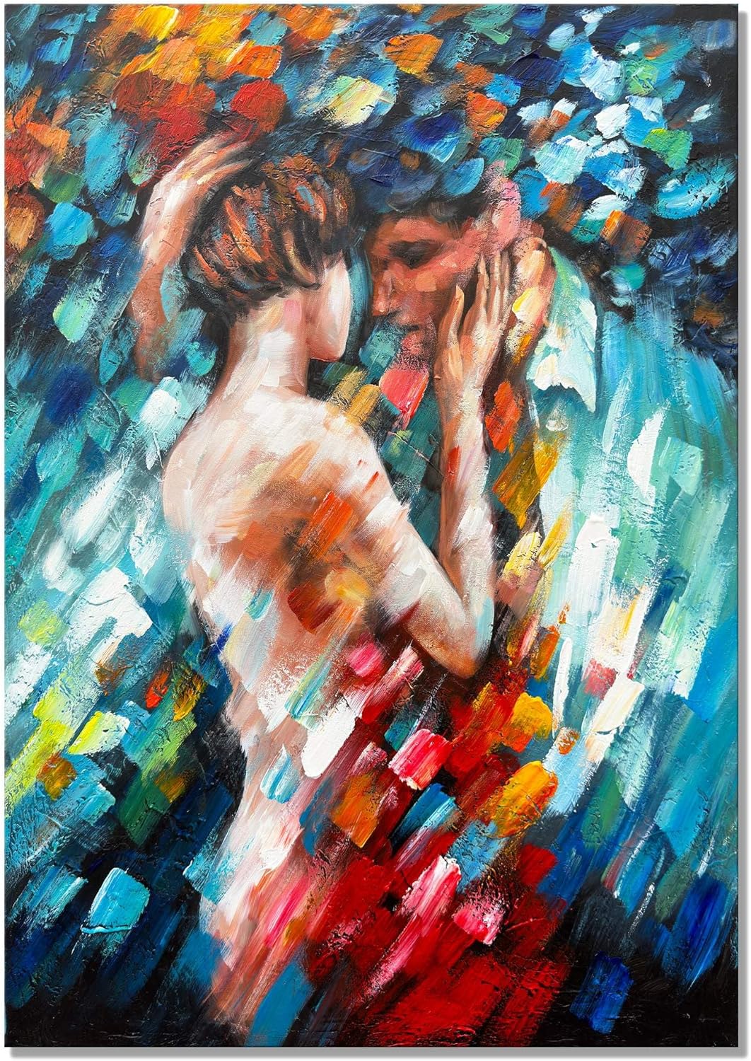 Paintings - zoinart Hand Painted 3D Passion Abstract Oil Paintings 28x40 Inches Large Contemporary Modern Vertical Canvas Wall Art Home Decorations for Bathroom Bedroom Living Room Wall Decor