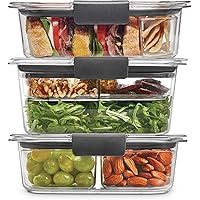 Rubbermaid Brilliance BPA Free Food Storage Containers with Lids, Airtight, for Lunch, Meal Prep, and Leftovers, Set of 3 wit
