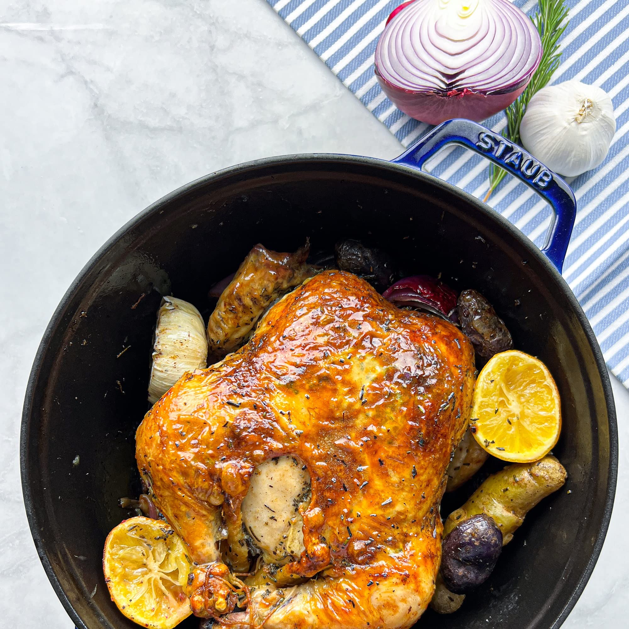 Staub Cast Iron 7-qt Round Cocotte - Dark Blue, Made in France