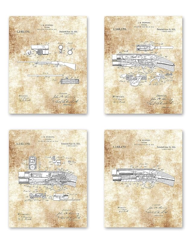 Original Remington Pistol Drawings Firearms Wall Decor