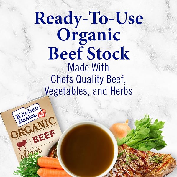 KITCHEN BASICS ORGANIC BEEF STOCK, 32 OZ. CARTON, ENRICH THE FLAVOR OF BROTH, POT ROAST, CHILI AND SOUPS, PERFECT FOR STOCKING UP