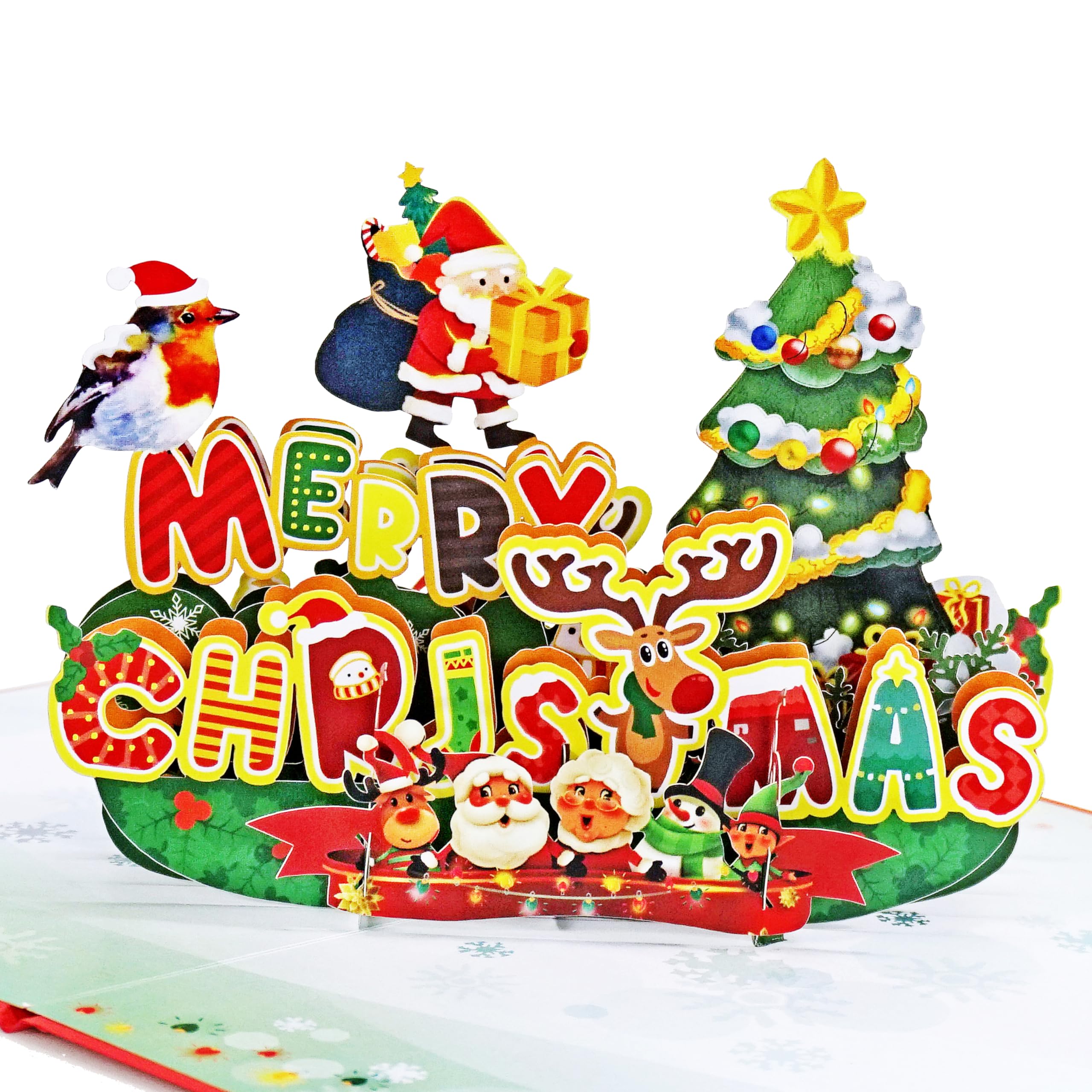 CUTPOPUP Robin Bird Merry Christmas Cards 2025, Pop Up Christmas Cards w Envelope, 3D Xmas Card, Holiday Greeting Card Gifts for Her Him Wife Husband Family Son Mum Dad CN268UK