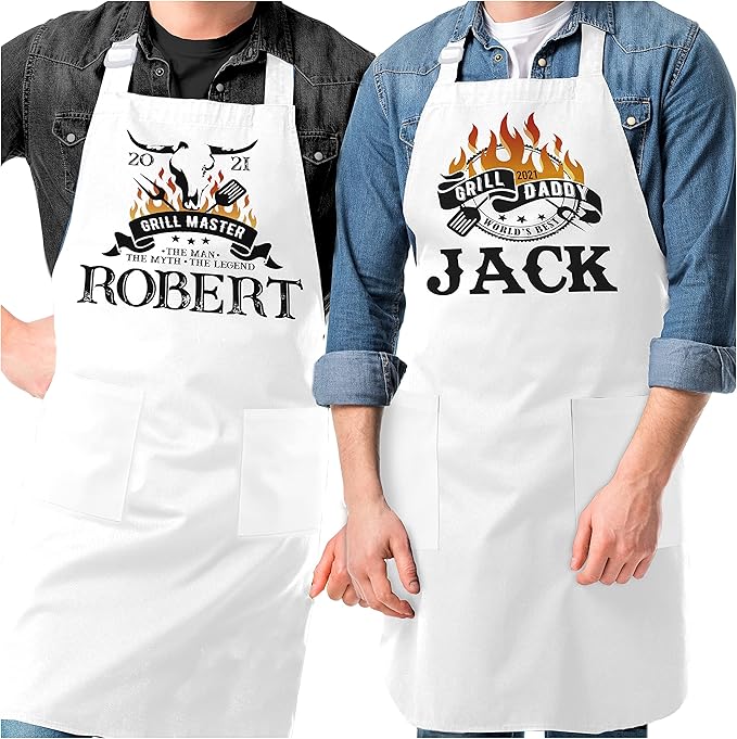 Personalized Apron Funny Father's Day Gifts Customized Kitchen Aprons w/Pockets Gift for Dad