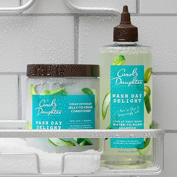 CAROL’S DAUGHTER WASH DAY DELIGHT DETANGLING JELLY-TO-CREAM CONDITIONER WITH GLYCERIN AND ALOE, PARABEN-FREE FOR MOISTURE, HYDRATION AND SHINE, MOISTURIZING, CURLY HAIR, 20 OZ