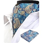 GUSLESON Men's Ascot Paisley Floral Jacquard Woven Gift Cravat Tie and Pocket Square Set