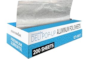STOCK YOUR HOME 200 Count Pre-Cut Deli Aluminum Wraps – 12" Heavy-Duty Pop-Up, Disposable for Hot Dogs, Sandwiches & Food Service