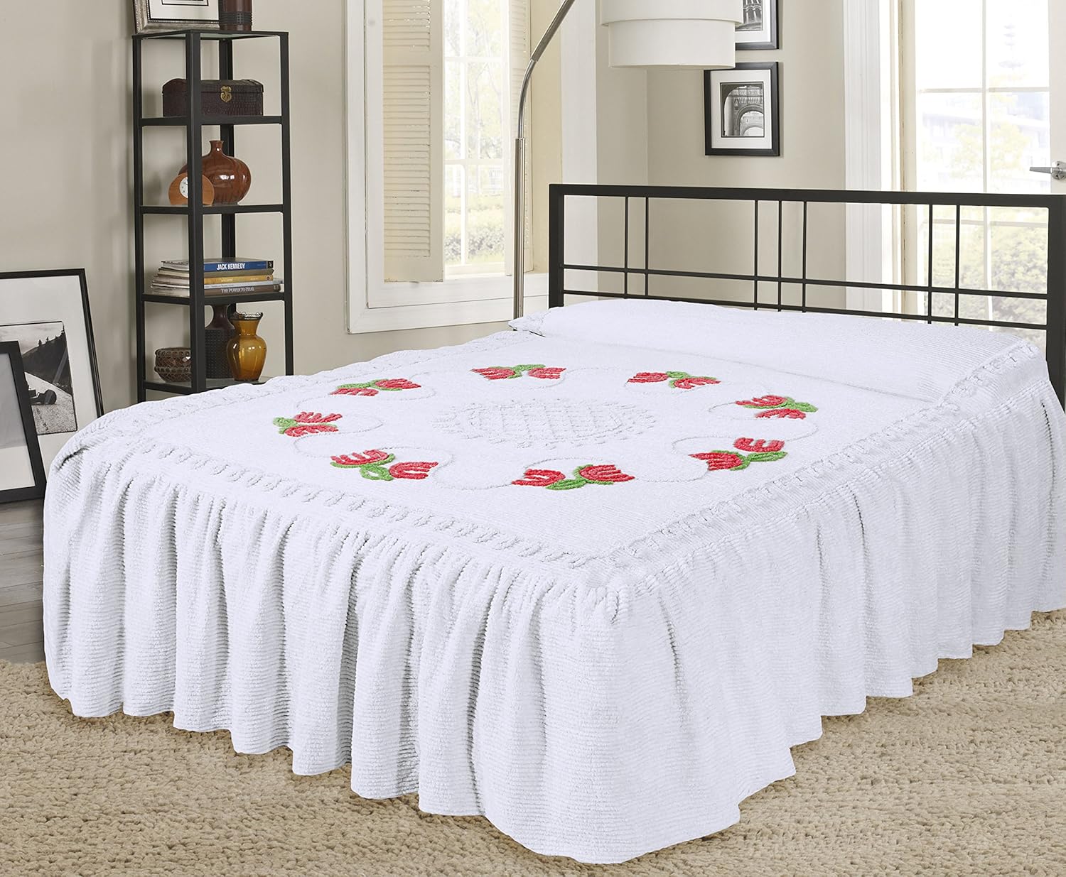 Sapphire Collection White 100 Cotton Candlewick Fitted Traditional