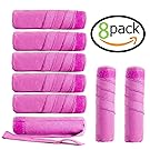 STFLY Sleep Hair Curlers Absorbent Heat Free Curlers, Curl Your Hair Without Damaging, Includes 8 Large (6 Inch) Rollers for Long Thick or Curly Hair (6in, pink)