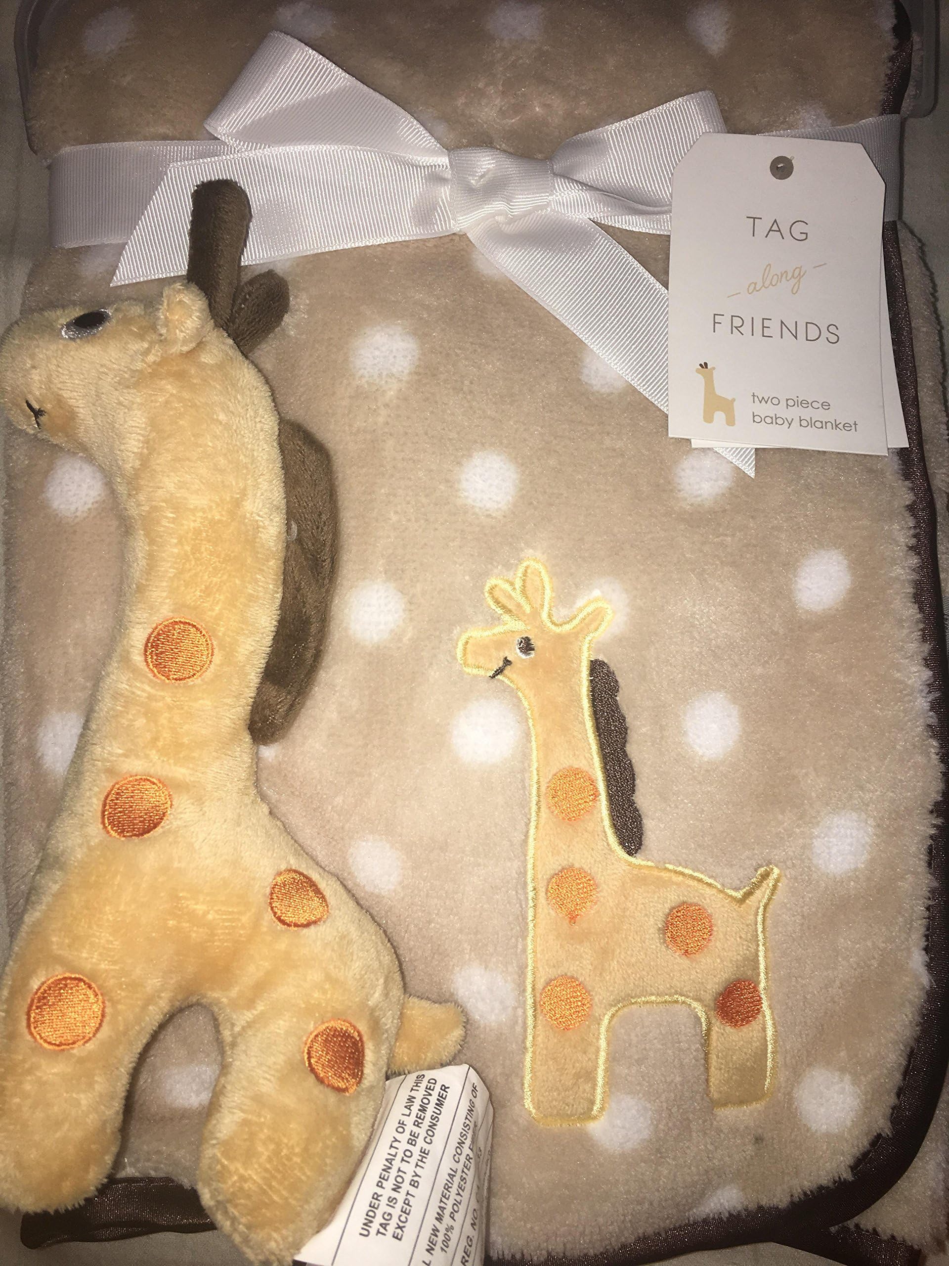 Tag Along Friends Plush Two Piece Baby Blanket and Toy, Giraffe