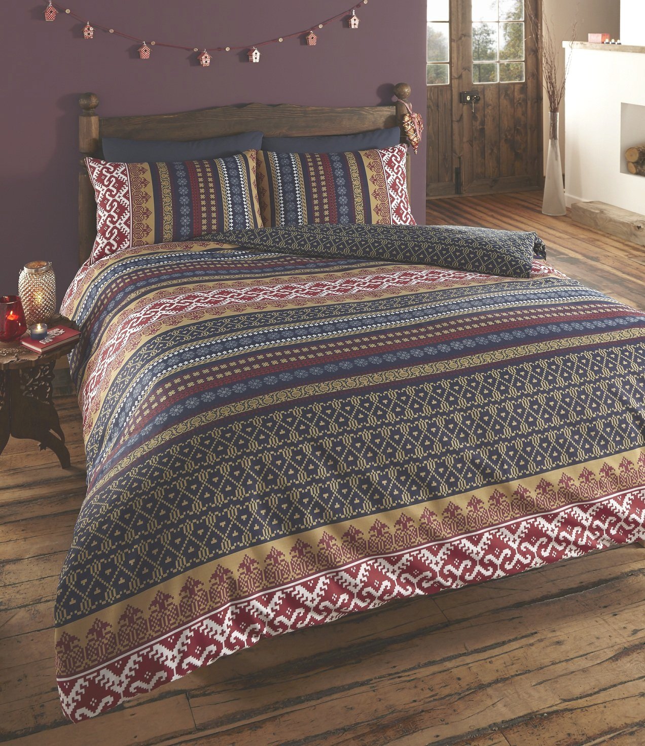 HomeSpace Direct Super King Duvet Quilt Cover Bedding Set Orkney Multi
