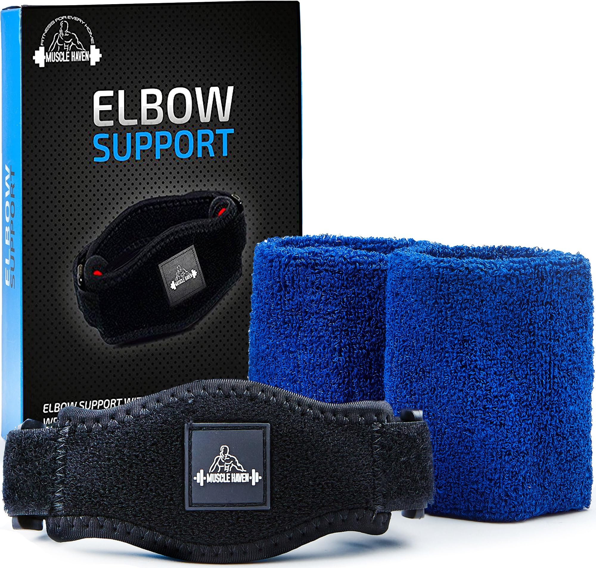 Super Sale - Elbow Supports Brace With 2 FREE Wristbands. Neoprene Compression Pad Medical Pain Relief Pressure Treatment Strap For Tennis Elbow, Weightlifting, Basketball, Golfers Arm,Tendonitis.