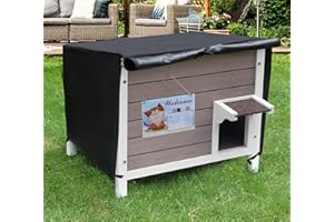 Deblue Insulated Outdoor Cat House with Cover, Warm Pet House for Outdoor Cats in Winter, Weatherproof Feral Cat House for Multiple Cats (Cat House with Cover)