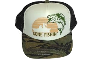 THATSRAD Toddler Kid's Gone Fishin Fishing Mesh Trucker Hat Cap Camouflage Camo