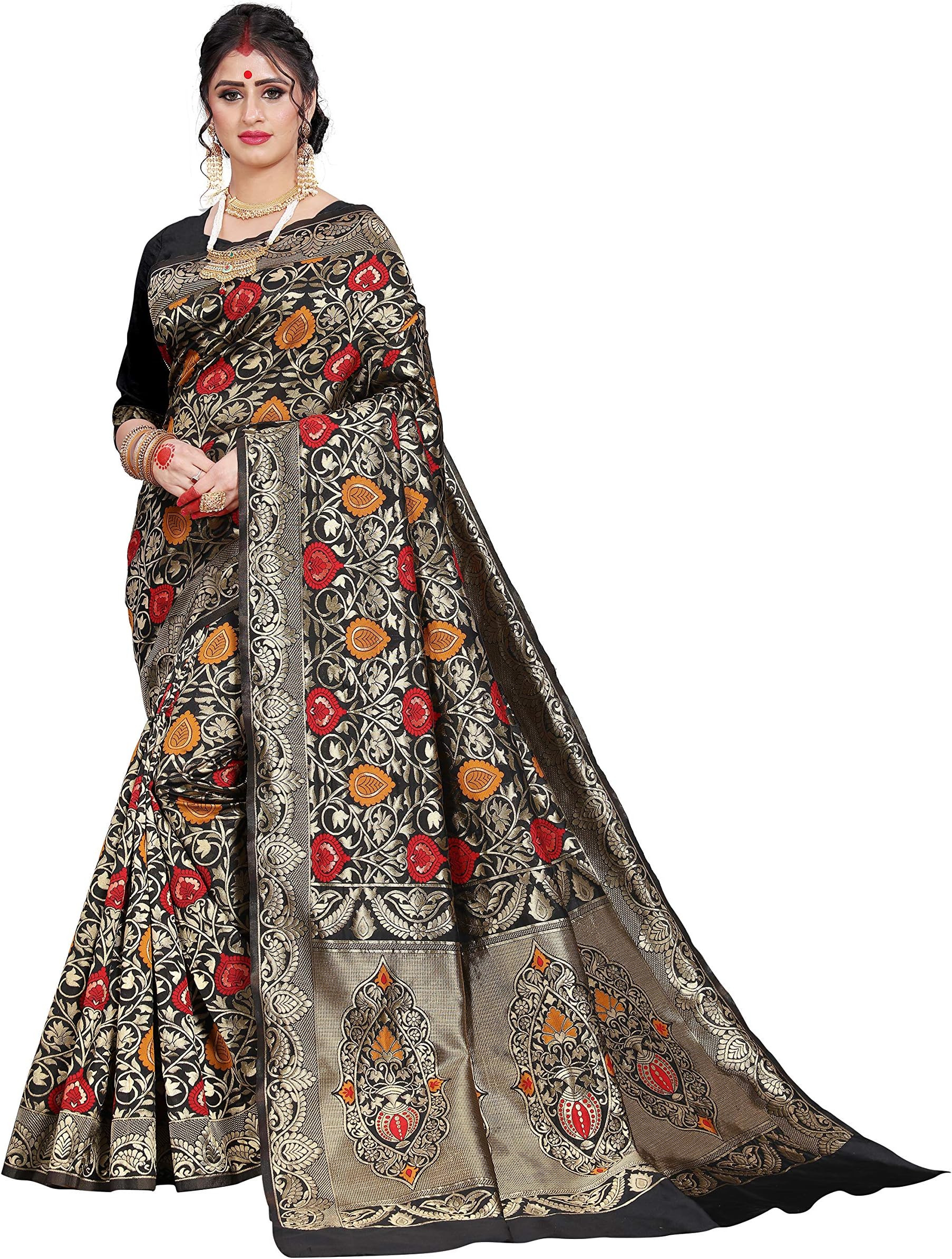 Being banarasi women's floral woven work saree(1877_P)