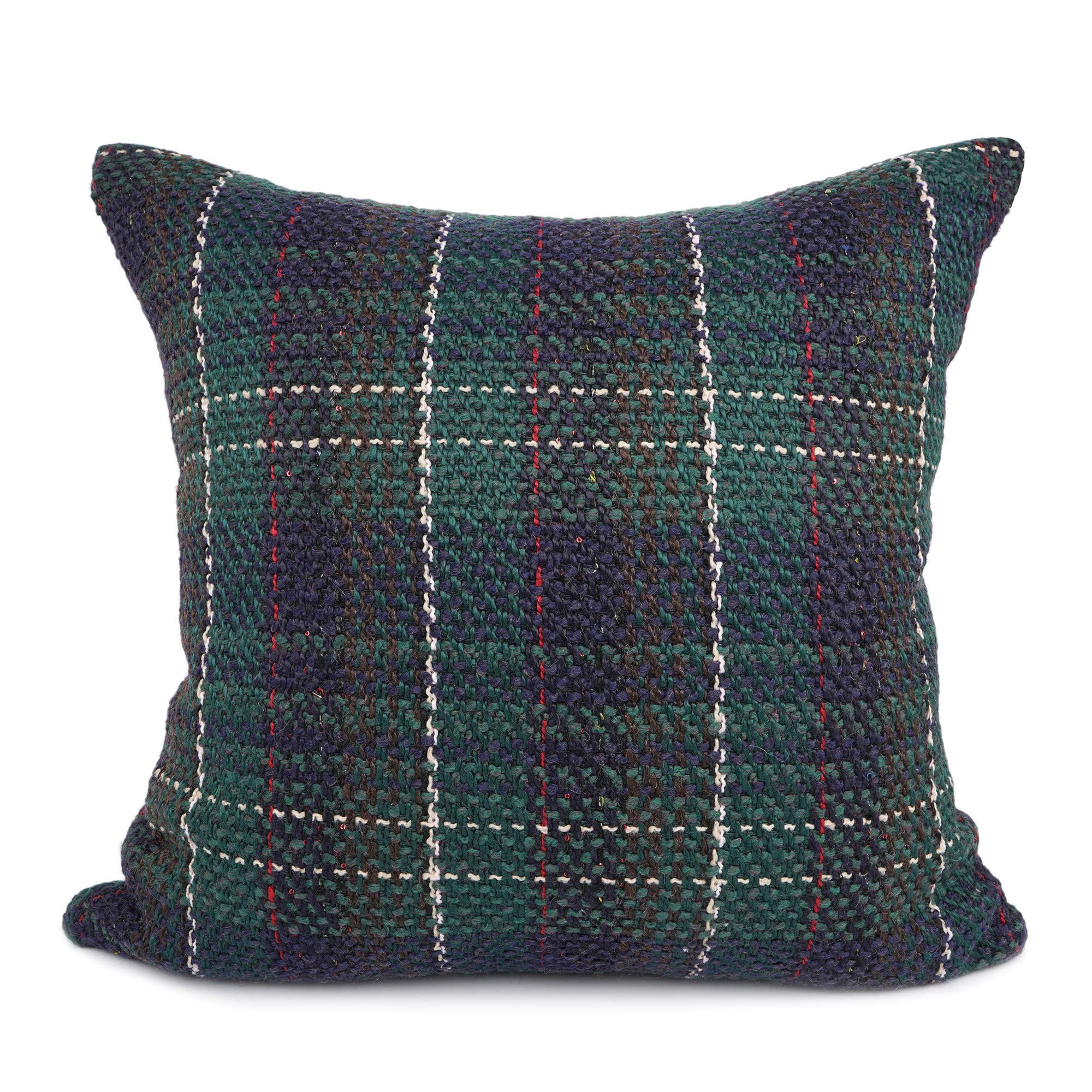 Photo 1 of YOUR SMILE Christmas Series Knitting Wool Retro Farmhouse Buffalo Tartan Chequer Stripe Plaid Cotton Linen Decorative Throw Pillow Case Cushion Cover Pillowcase for Sofa Indoor (Green, 18''x18'')