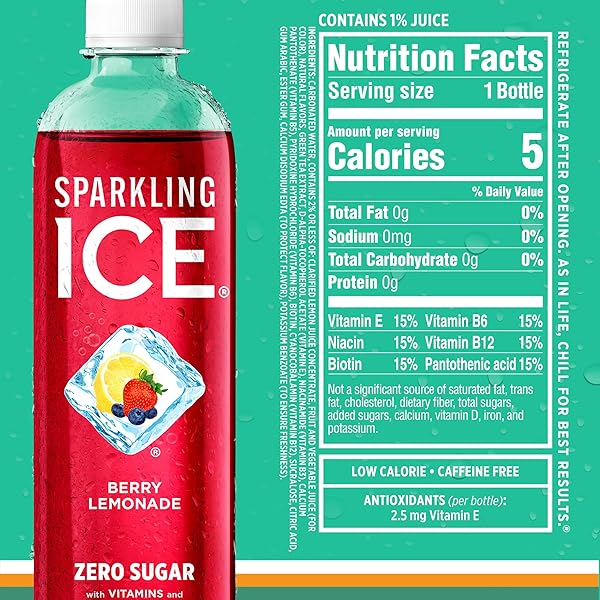 SPARKLING ICE LEMONADE VARIETY PACK, ZERO SUGAR SPARKLING WATER, WITH VITAMINS AND ANTIOXIDANTS, 17 FL OZ, 12 COUNT (LEMONADE FLAVORS: CLASSIC, RASPBERRY, PEACH & BERRY)