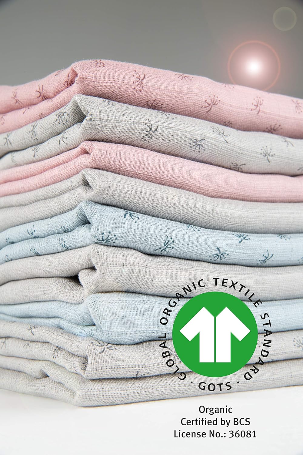 roba Set of 3 Lil Planet Organic Cotton Cloth Diapers - Reusable Diapers - 80 x 80 cm - GOTS and Oeko-TEX Certified - Pink/Grey - Image 5