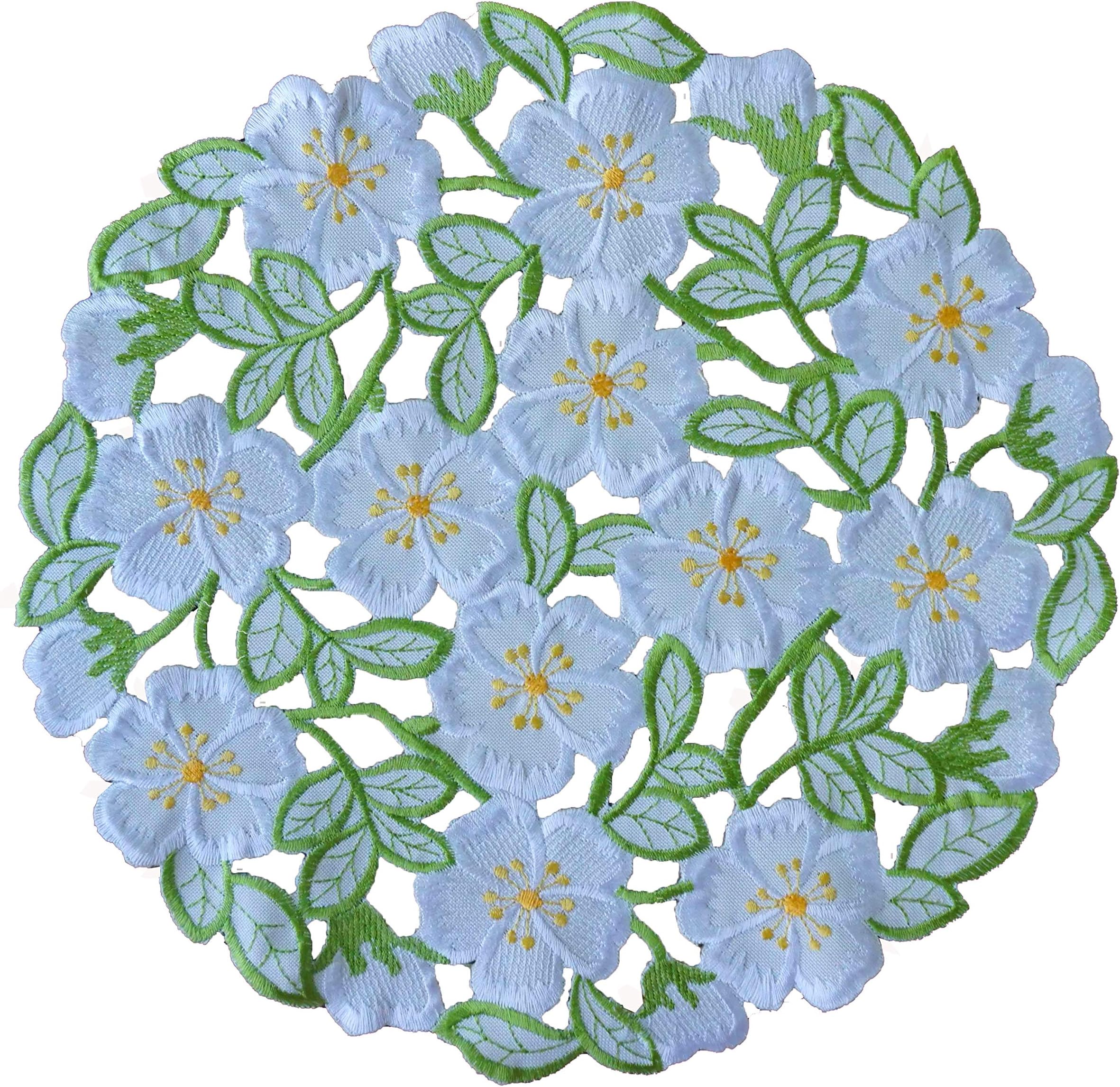 CloudSun Easter Spring Embroidered Flowery Doily placemats Set of 4,Round 12 inch