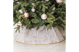 Blissun Fabric Christmas Tree Collar, Xmas Tree Ring, Willow Christmas Tree Skirt for Christmas Tree Decorations (Concrete Beige)