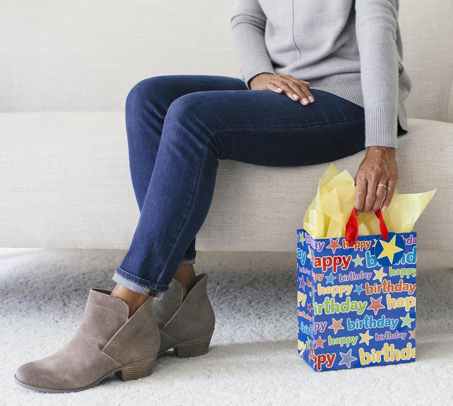 Retail Store Fixtures Equipment Hallmark Medium Birthday Gift Bag With Tissue Paper Blue Happy Birthday Retail Bags Boxes