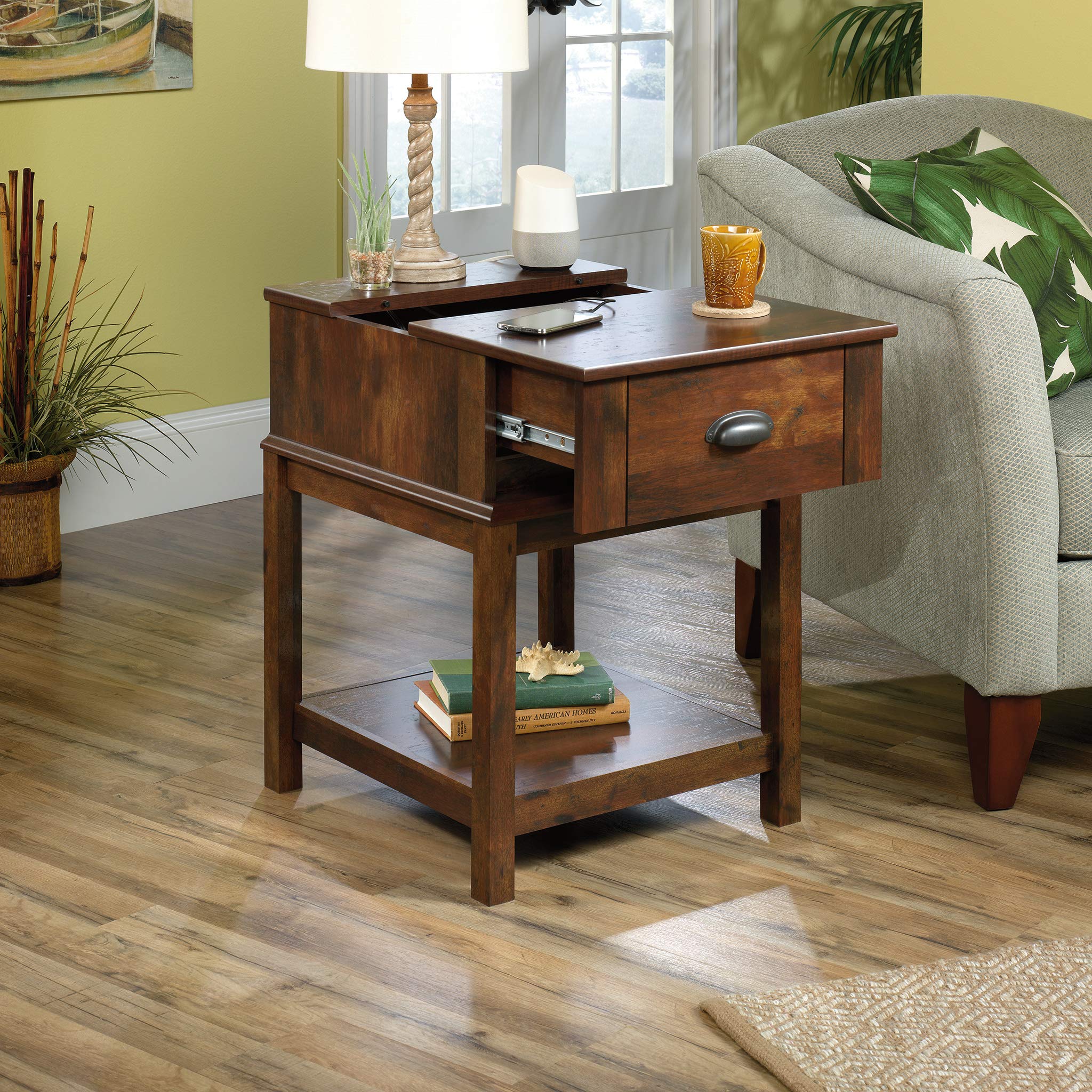 Sauder Harbor View Smart Center Side Table, Curado Cherry finish