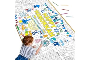 NAOZINEBI Hanukkah Giant Coloring Poster Game Hanukkah Large Coloring Tablecloth for Kids 31 x 70 Inches Holiday Candlestick Coloring Banner Kids Crafts Gifts for Party Activities Decorations Home Classroom